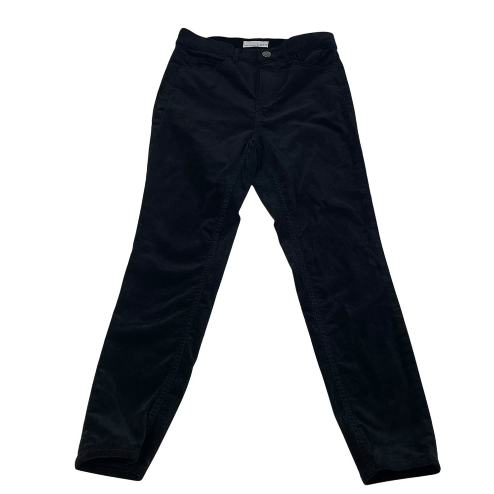 LOFT Petite‎ 26/2 Black Velvet Skinny Pants Women's Mid Rise Stretch Holiday